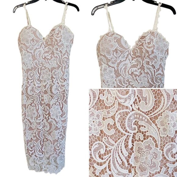 L’ATISTE by Amy White Crochet Lace Midi Dress Sz S - Picture 5 of 15